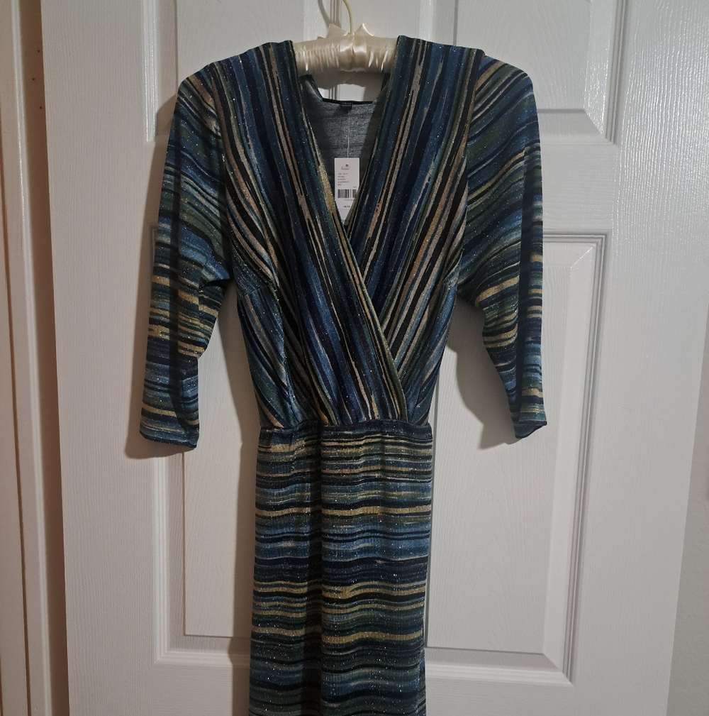 Lane Bryant Multicolor Striped 3/4 Sleeve Dress Size 14/16